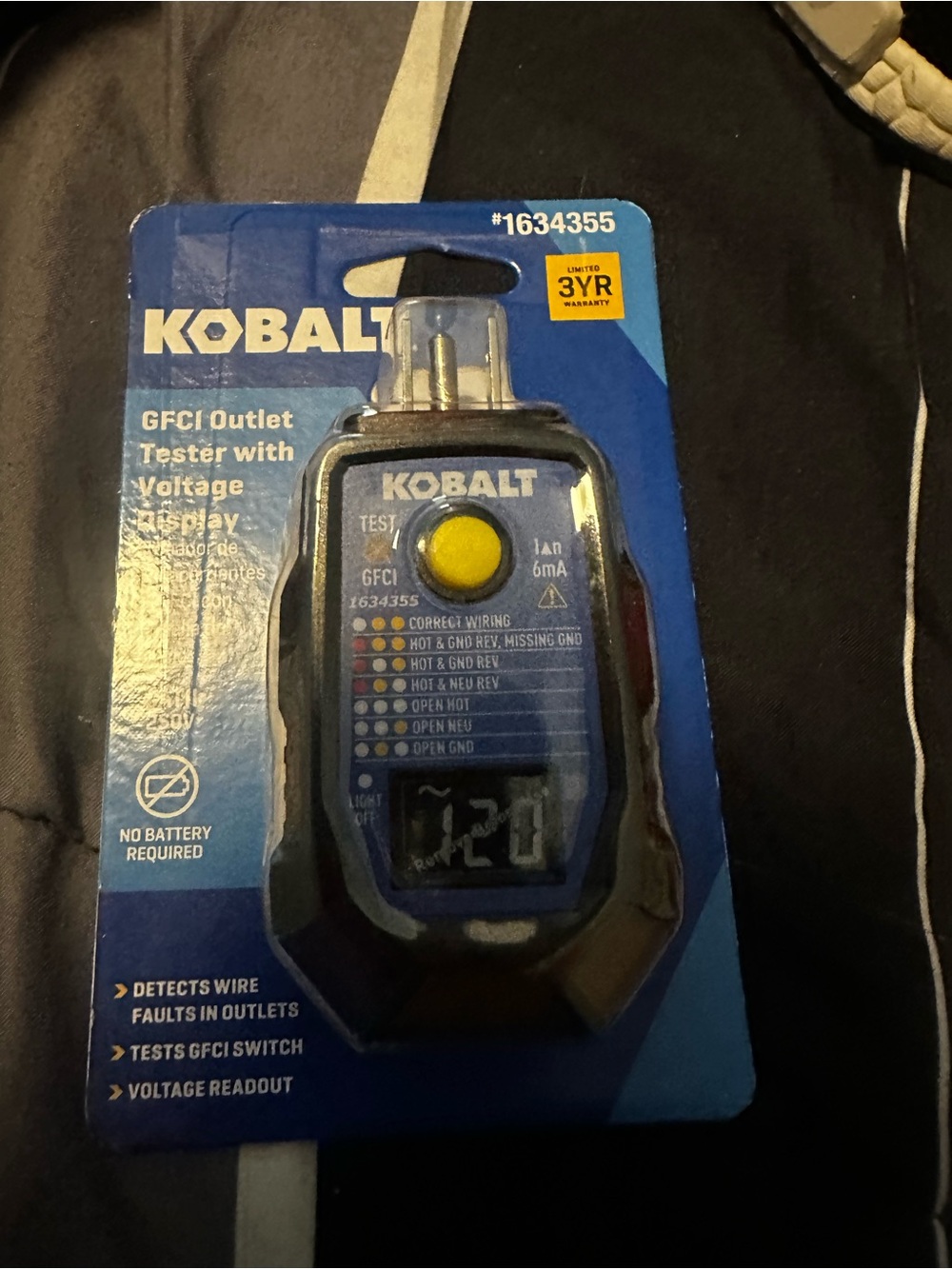 Kobalt Blue GFCI Outlet Tester with Voltage Display